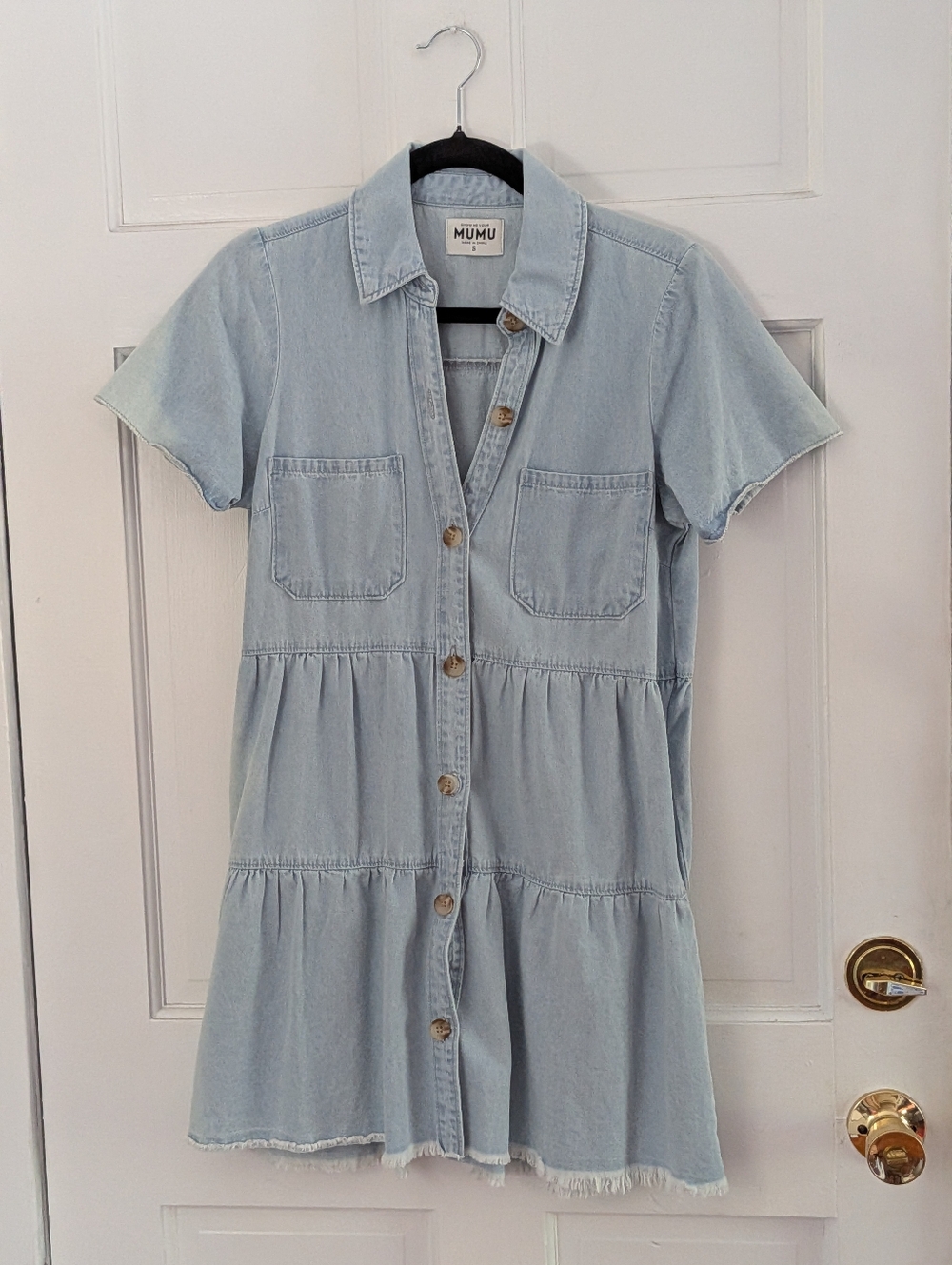 Show Me Your Mumu Birmingham Dress Chambray Button Front Mini 100% Cotton S - Picture 2 of 5